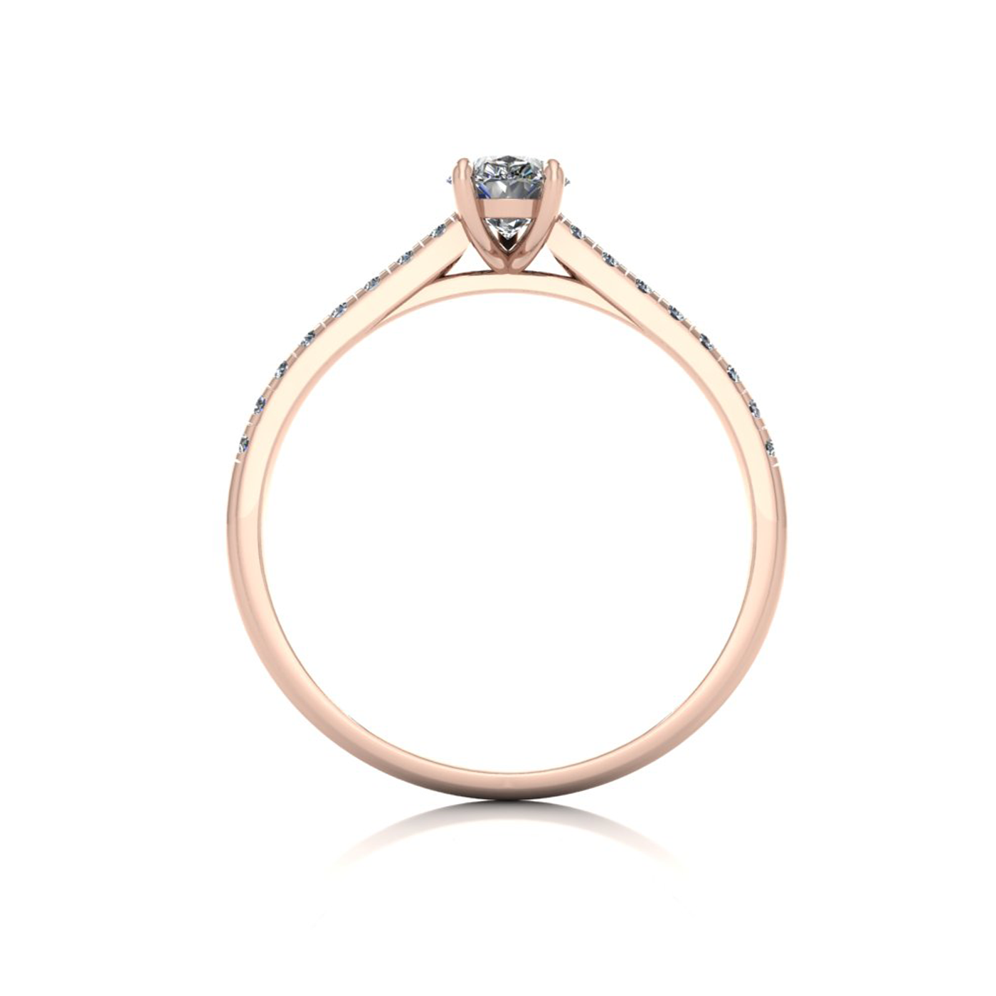 18k rose gold 3 prongs pear shape diamond ring with side stones