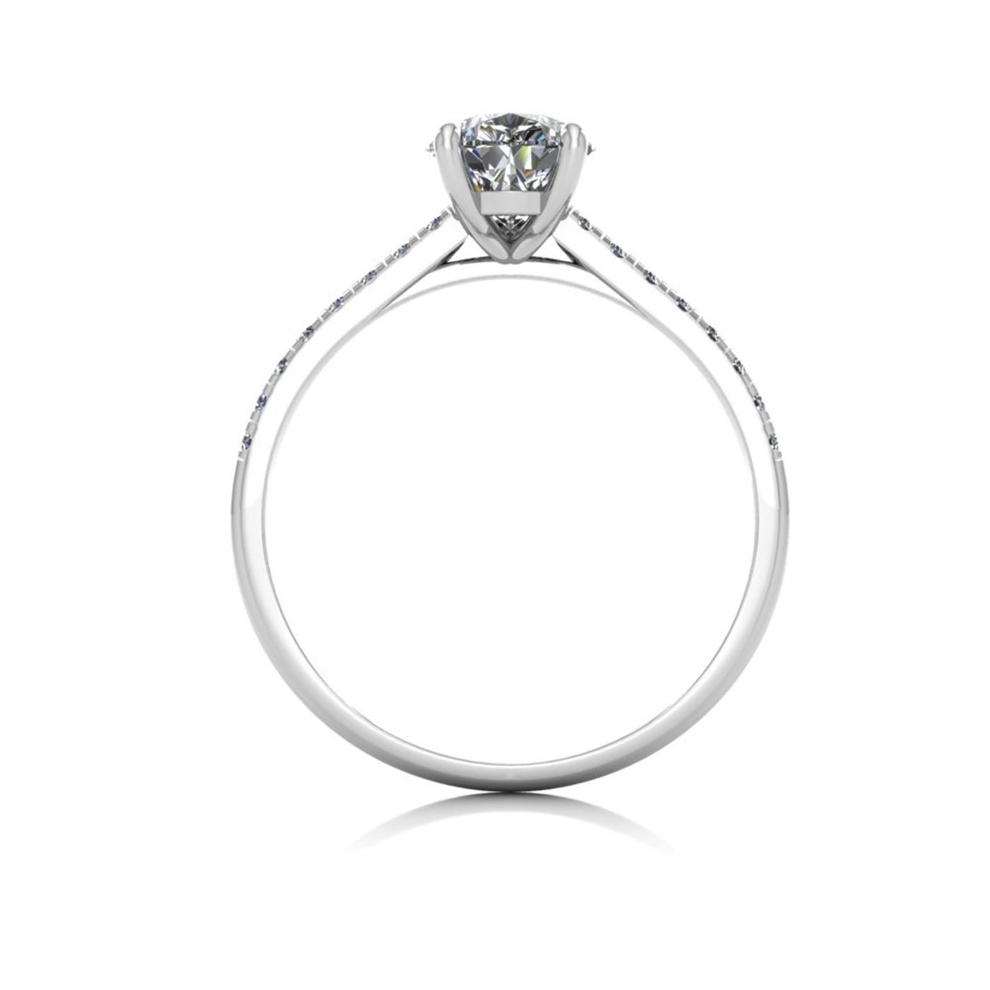 18k white gold 1.2ct 3 prongs pear diamond engagement ring with whisper thin pavÉ set band