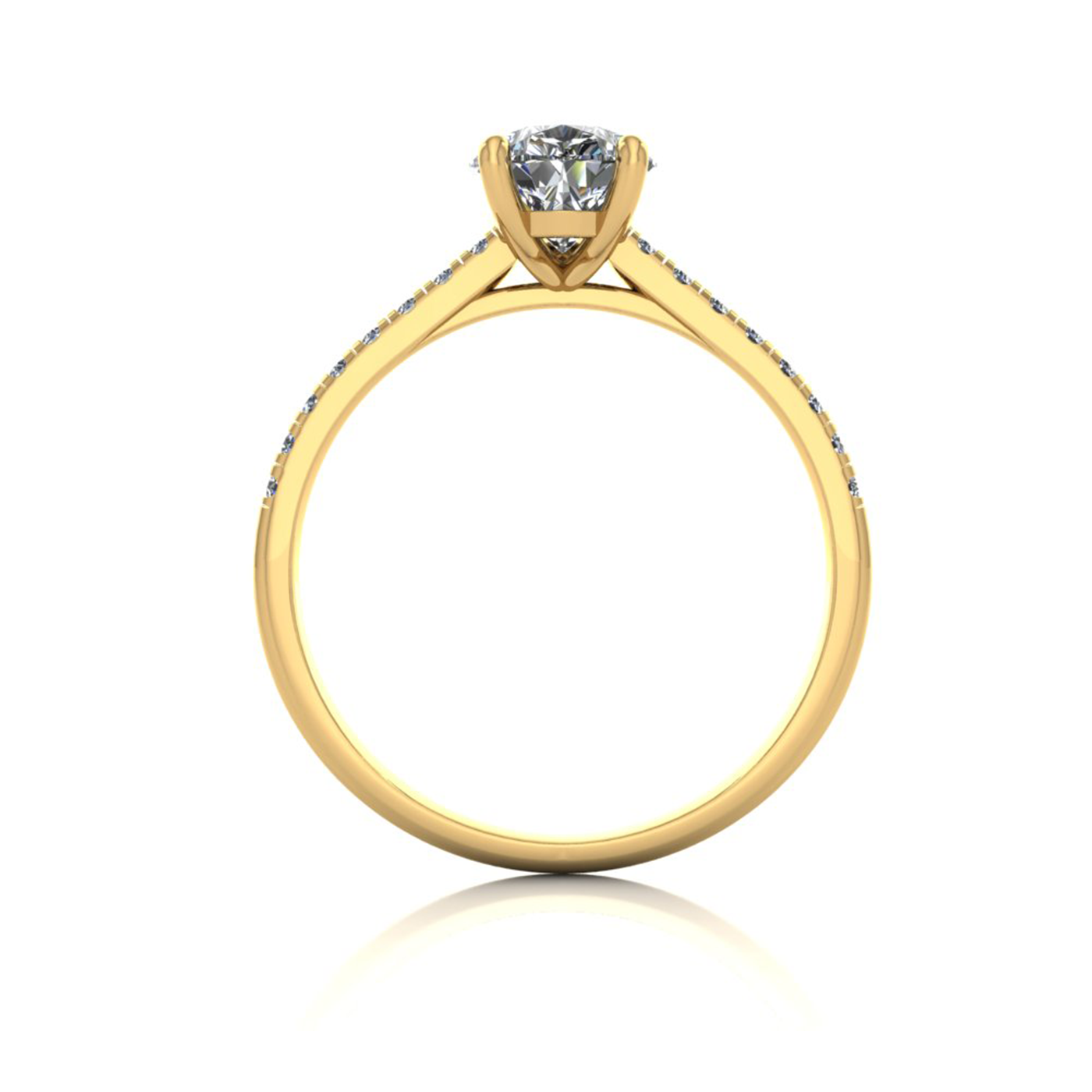 18k yellow gold 1.2ct 3 prongs pear diamond engagement ring with whisper thin pavÉ set band