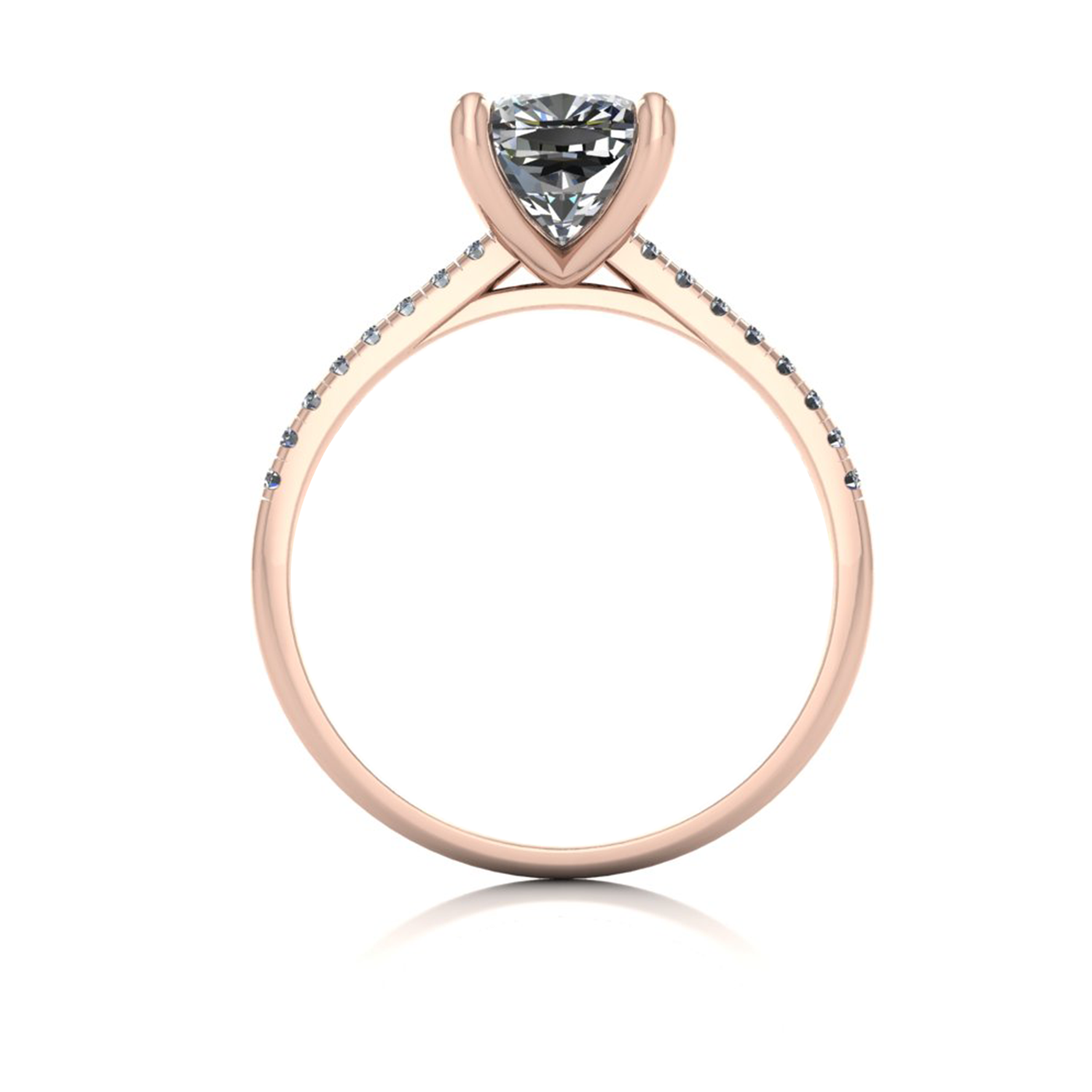 18k rose gold 2.0ct 4 prongs cushion cut diamond engagement ring with whisper thin pavÉ set band
