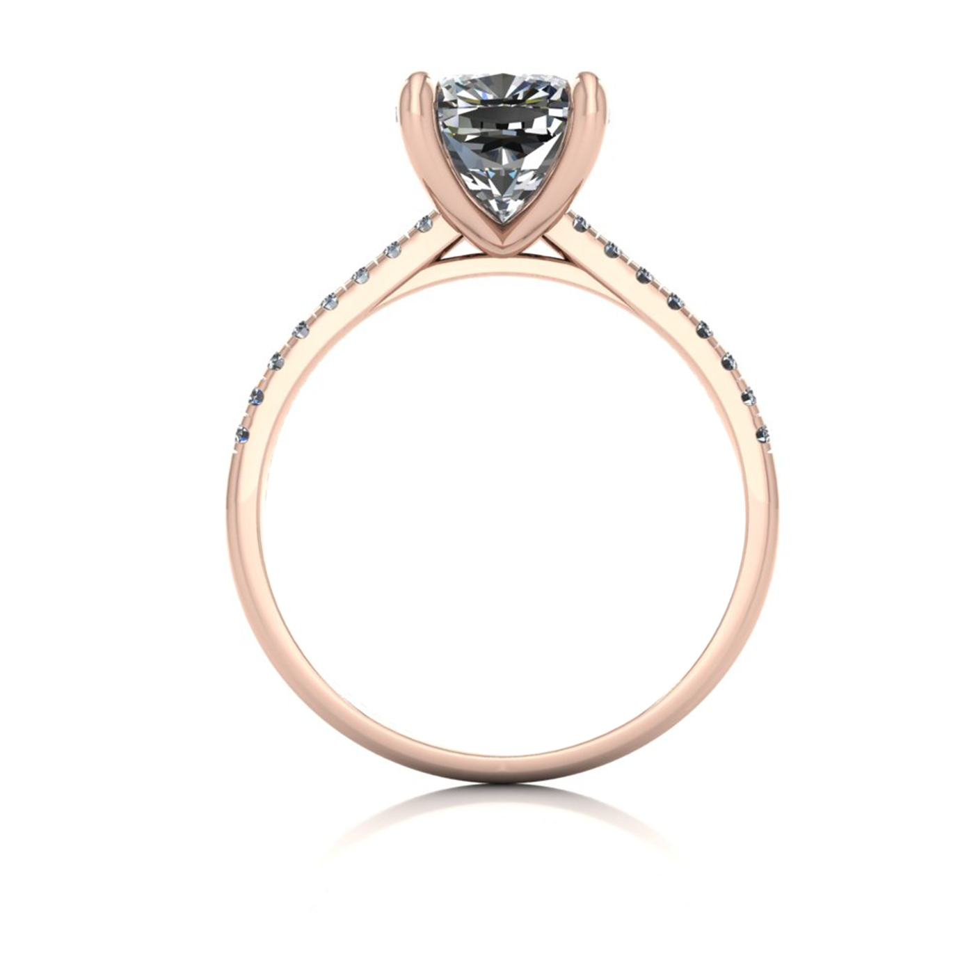 18k rose gold 2.5ct 4 prongs cushion cut diamond engagement ring with whisper thin pavÉ set band