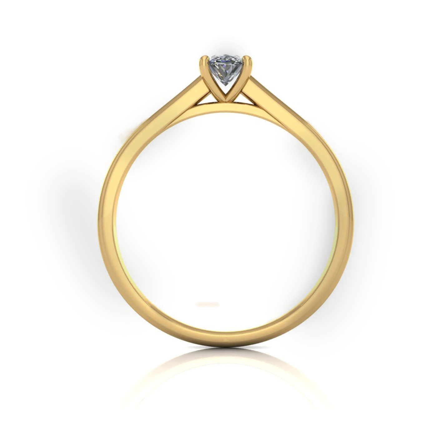 18k yellow gold  0,30 ct 4 prongs solitaire oval cut diamond engagement ring with whisper thin band