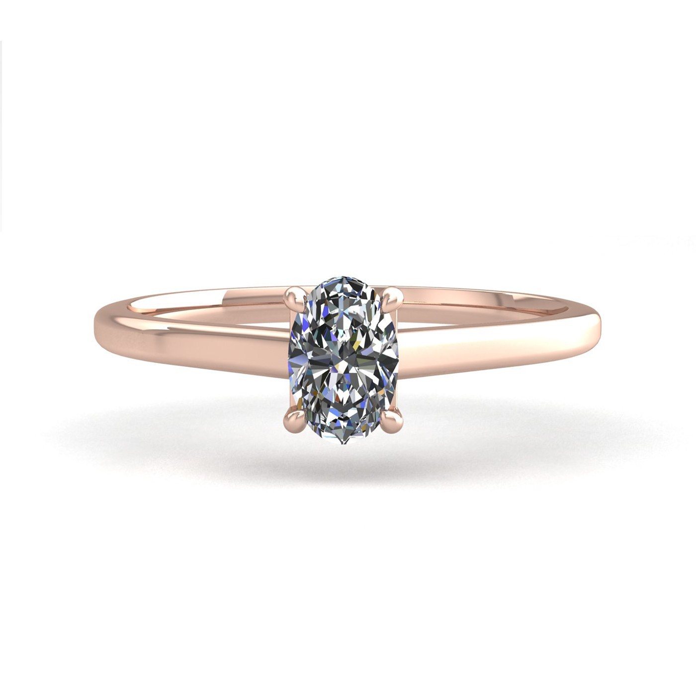 18k rose gold  1,50 ct 4 prongs solitaire oval cut diamond engagement ring with whisper thin band Photos & images