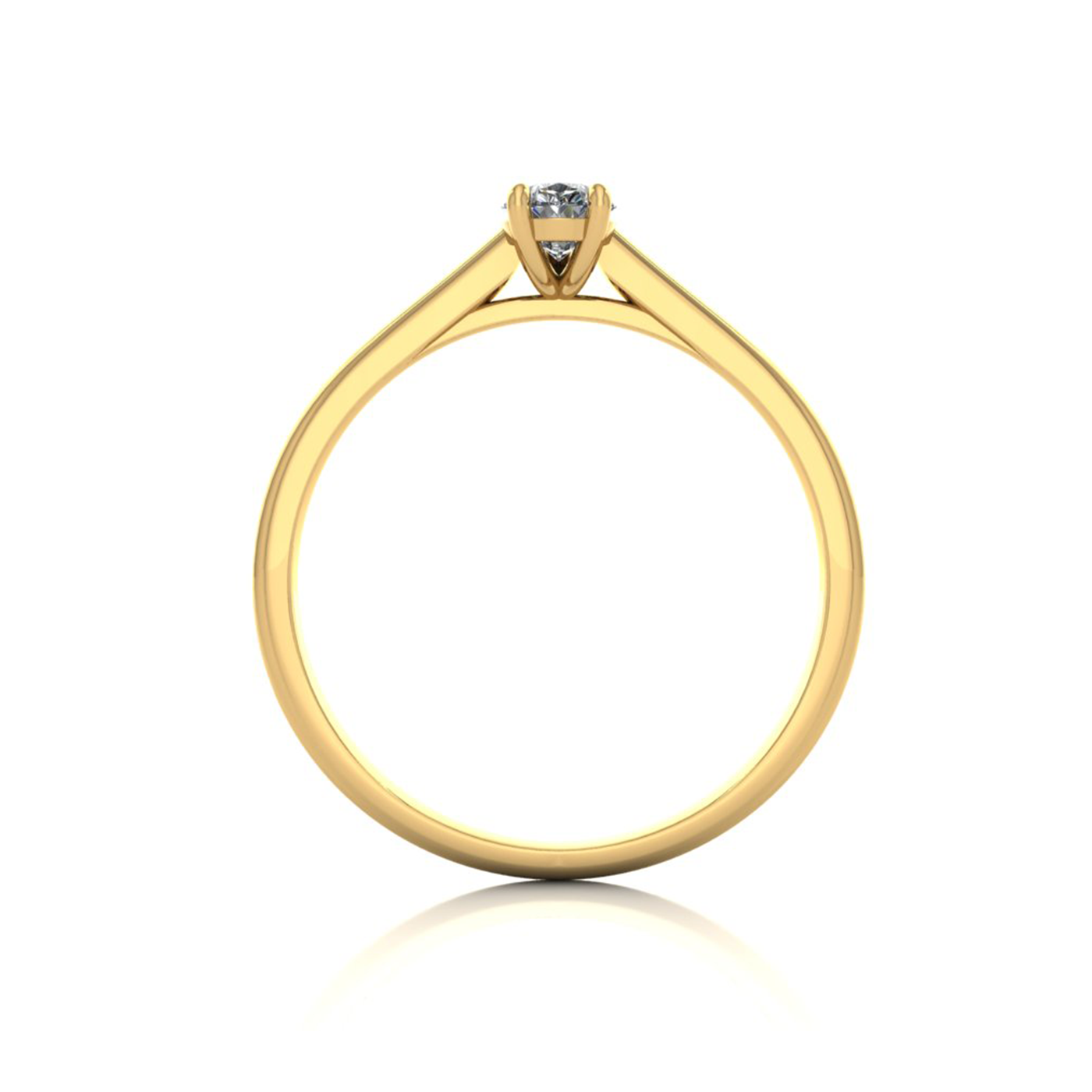 18k yellow gold  0,30 ct 3 prongs solitaire pear cut diamond engagement ring with whisper thin band