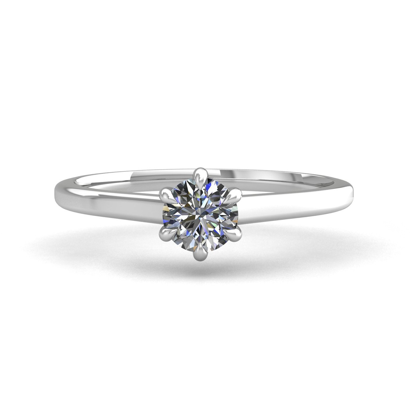 18k white gold  2,00 ct 6 prongs solitaire round cut diamond engagement ring with whisper thin band Photos & images