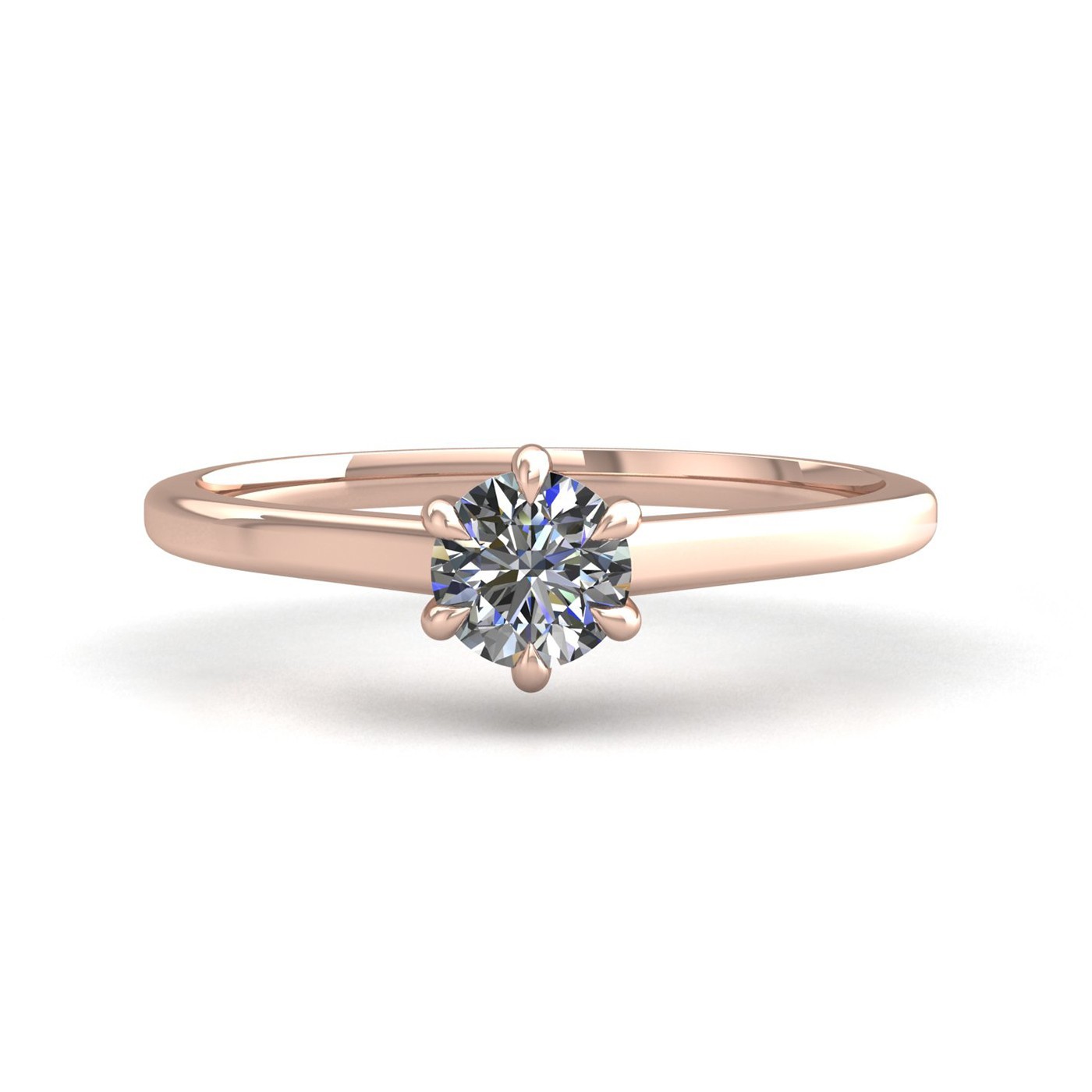 18k rose gold 0,80 ct 6 prongs solitaire round cut diamond engagement ring with whisper thin band Photos & images