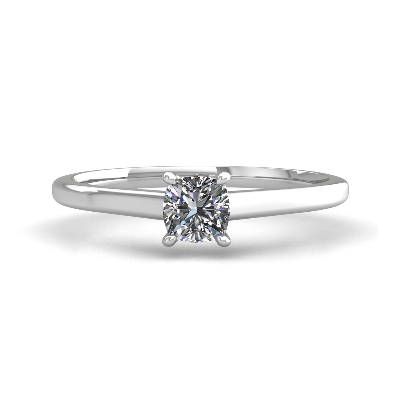 18k white gold 1.2ct 4 prongs solitaire cushion cut diamond engagement ring with whisper thin band Photos & images