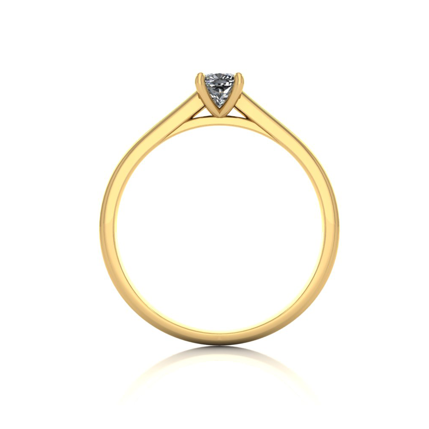 18k yellow gold  0,30 ct 4 prongs solitaire cushion cut diamond engagement ring with whisper thin band