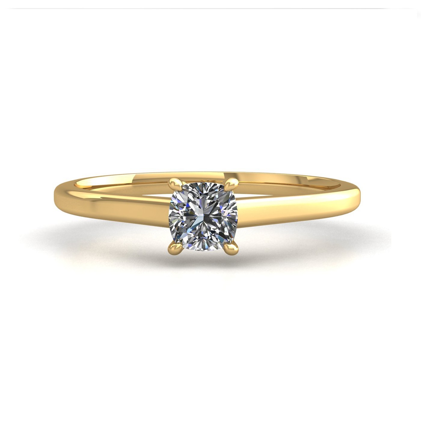 18k yellow gold 1.2ct 4 prongs solitaire cushion cut diamond engagement ring with whisper thin band Photos & images