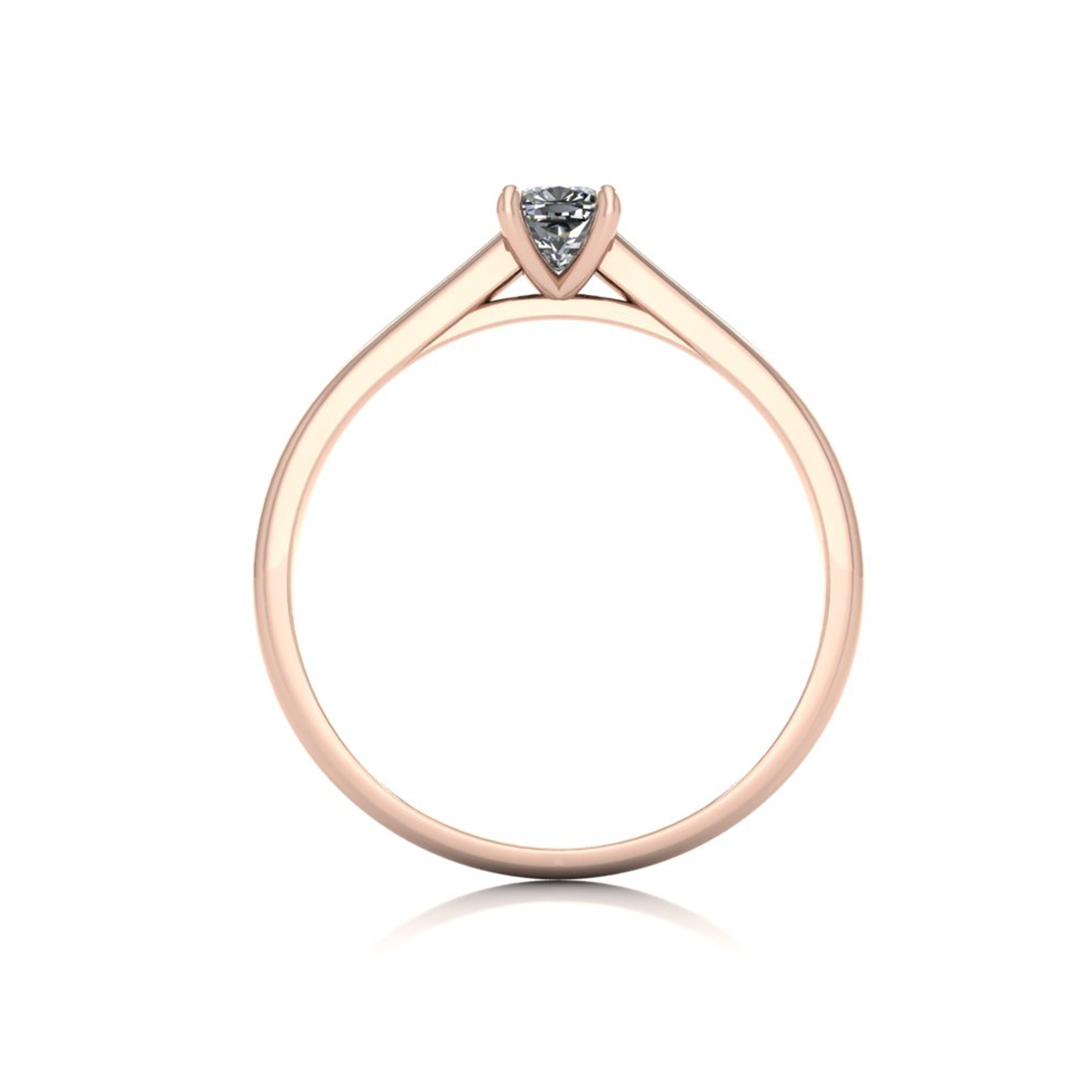 18k rose gold  0,30 ct 4 prongs solitaire cushion cut diamond engagement ring with whisper thin band