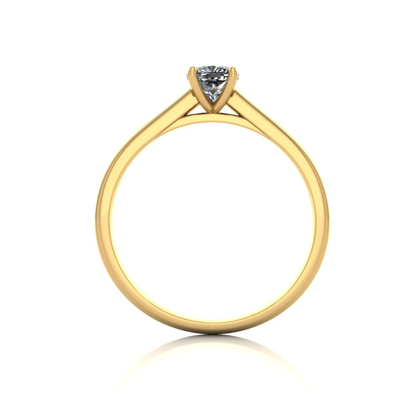 18k yellow gold 0,50 ct 4 prongs solitaire cushion cut diamond engagement ring with whisper thin band