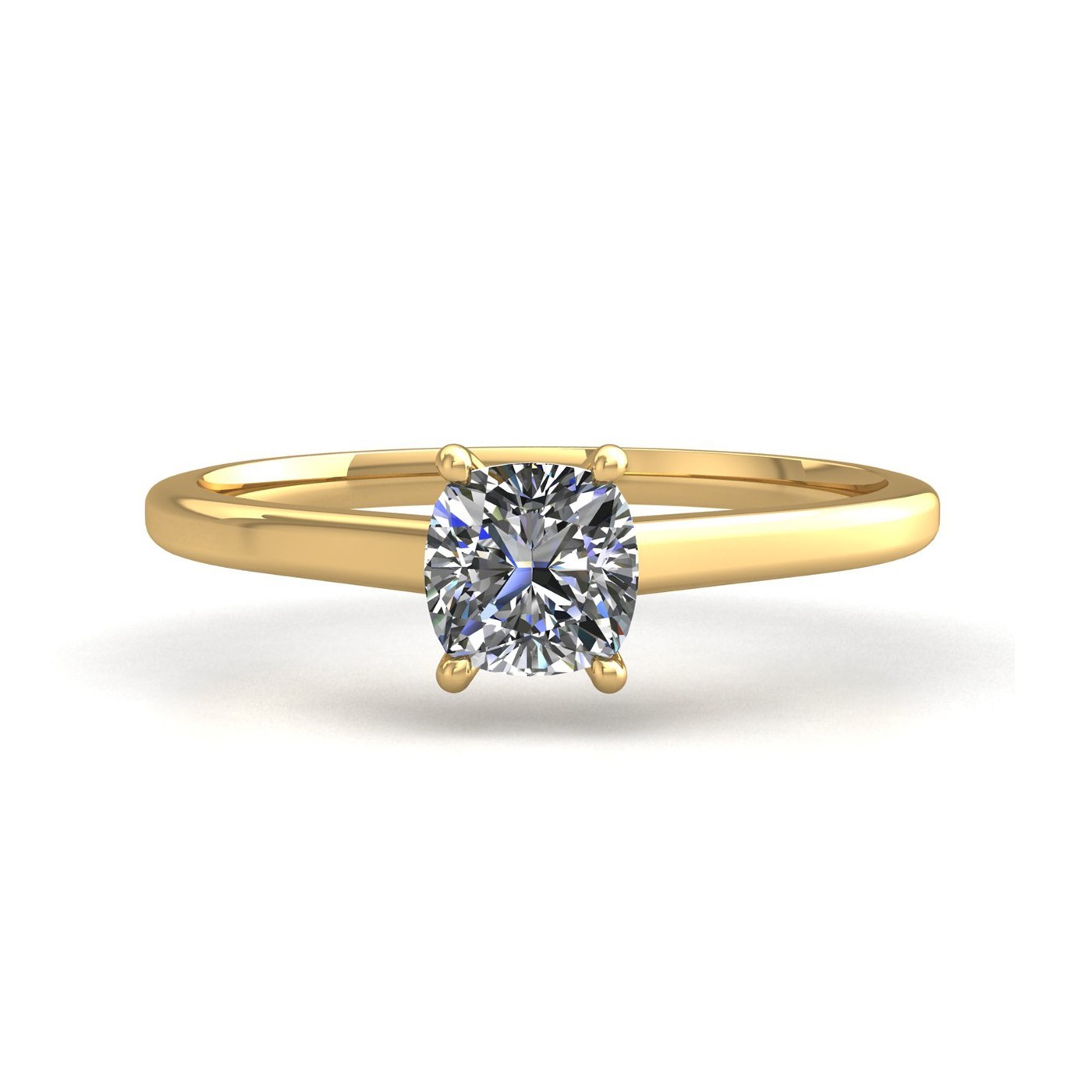 18k yellow gold 2.5ct 4 prongs solitaire cushion cut diamond engagement ring with whisper thin band Photos & images