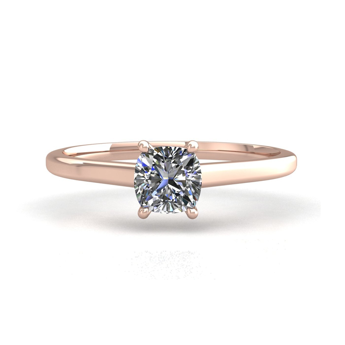 18k rose gold 1.0ct 4 prongs solitaire cushion cut diamond engagement ring with whisper thin band Photos & images