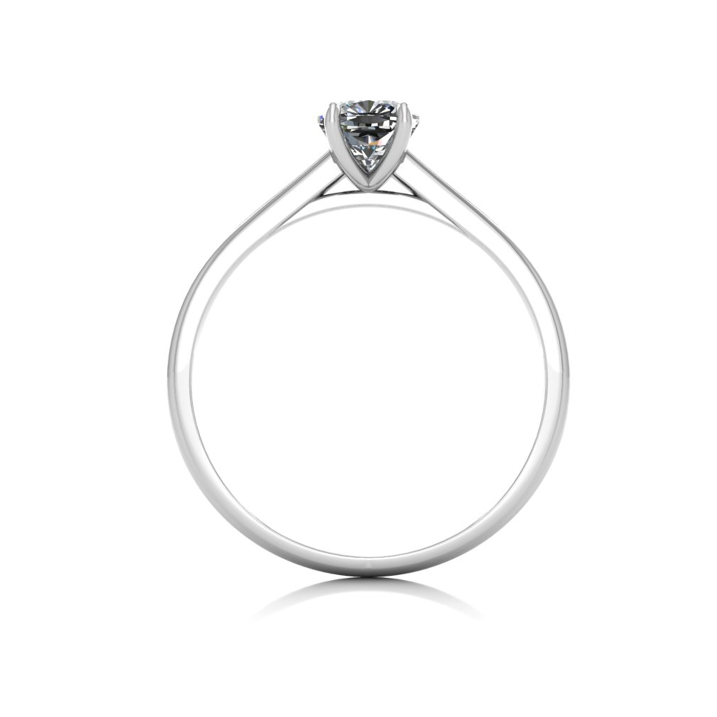 18k white gold 0,80 ct 4 prongs solitaire cushion cut diamond engagement ring with whisper thin band