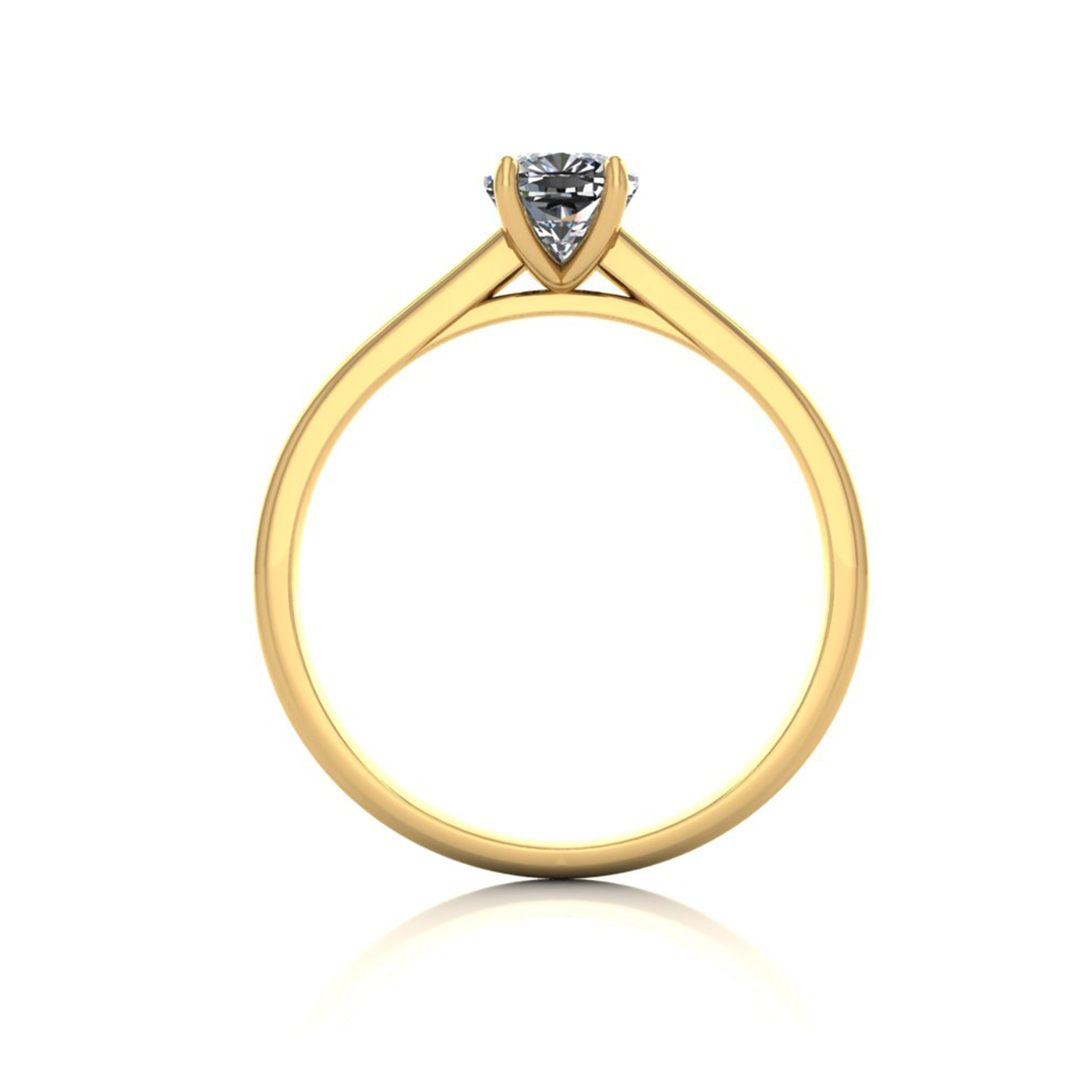 18k yellow gold 0,80 ct 4 prongs solitaire cushion cut diamond engagement ring with whisper thin band