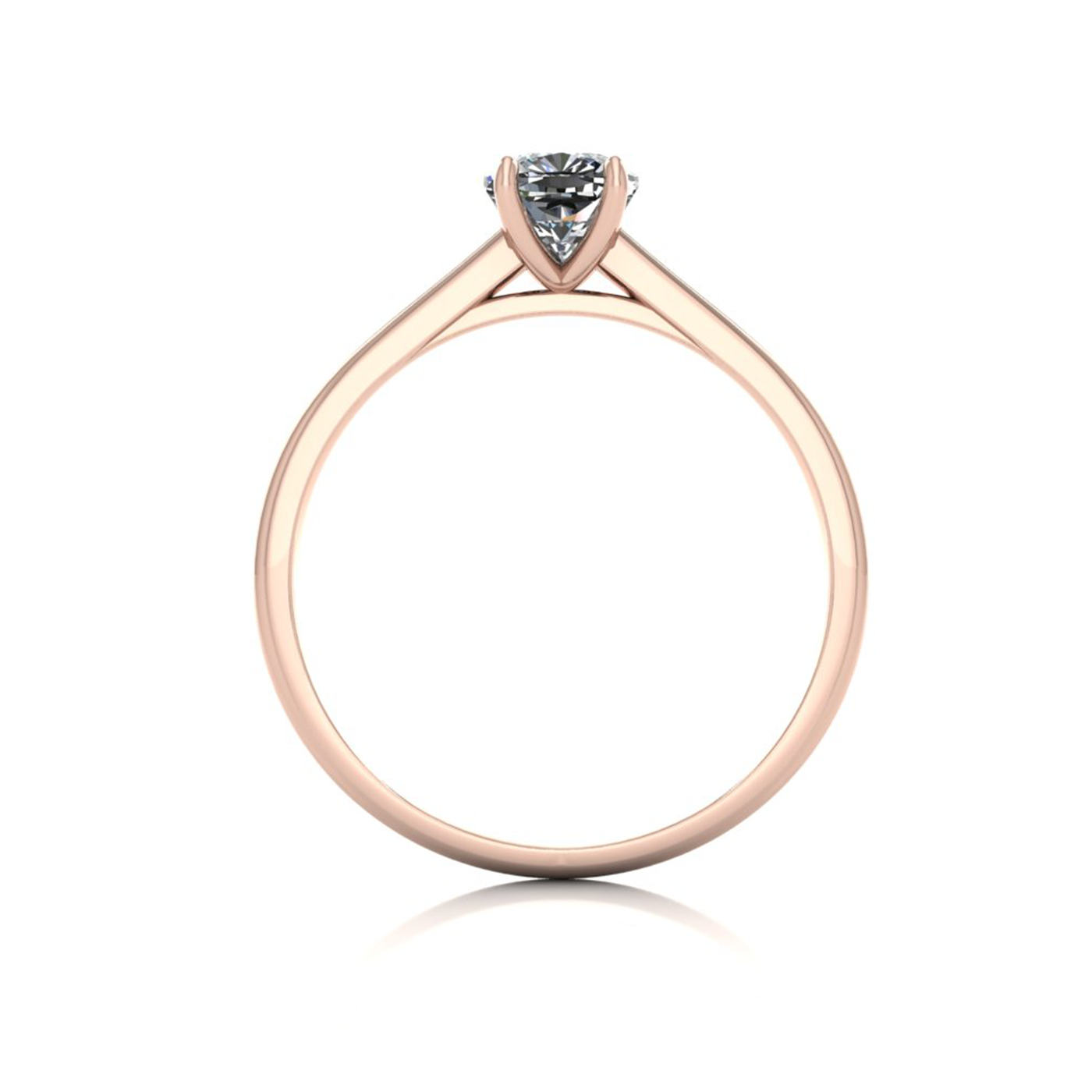 18k rose gold 0,80 ct 4 prongs solitaire cushion cut diamond engagement ring with whisper thin band