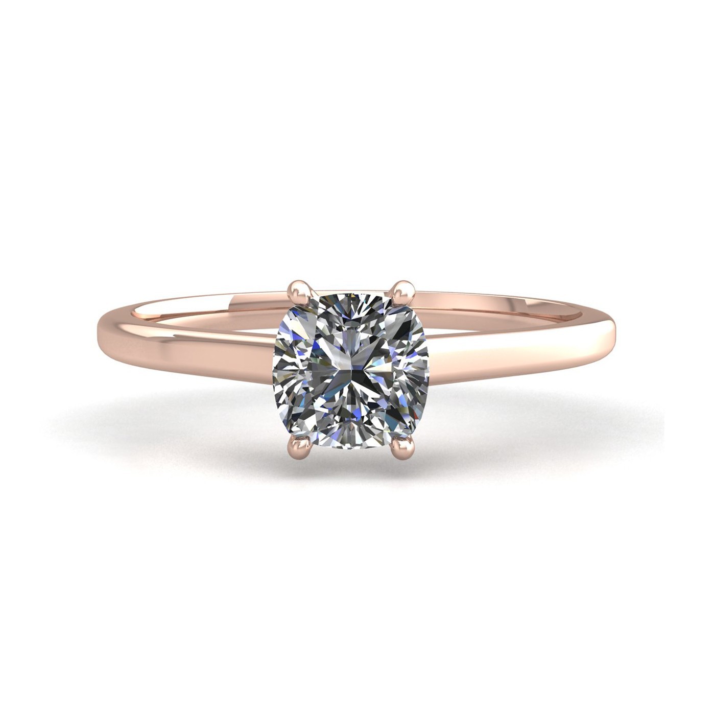 18k rose gold 2.5ct 4 prongs solitaire cushion cut diamond engagement ring with whisper thin band Photos & images