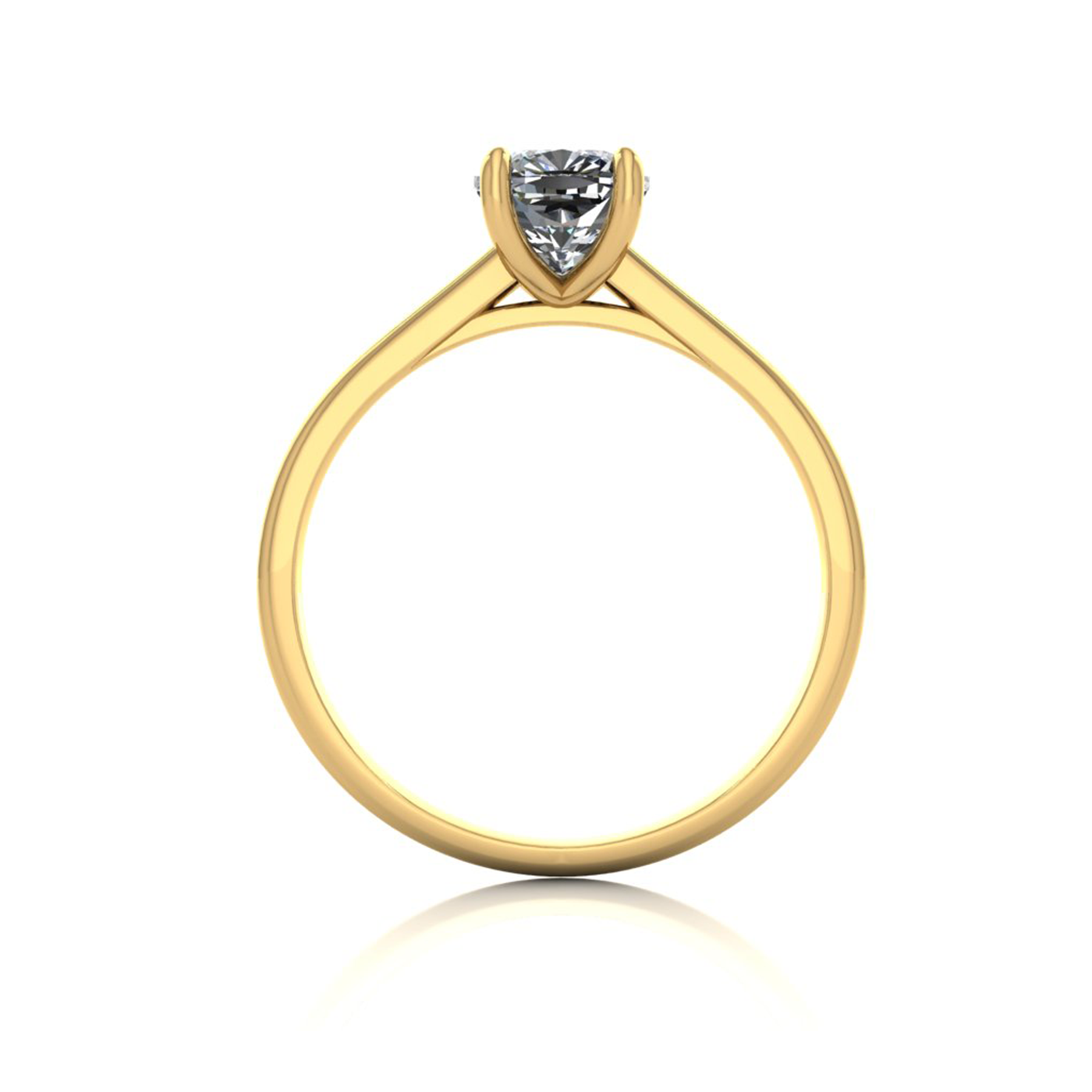 18k yellow gold 1.0ct 4 prongs solitaire cushion cut diamond engagement ring with whisper thin band