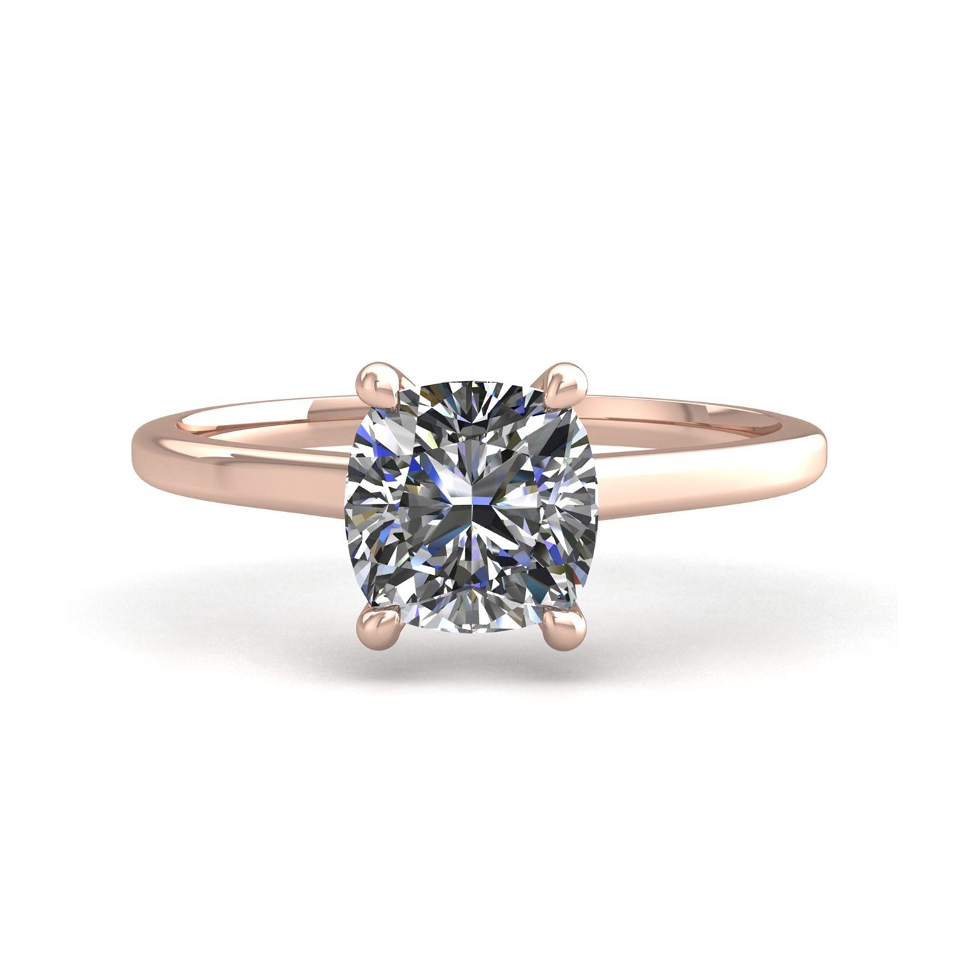 18k rose gold  0,30 ct 4 prongs solitaire cushion cut diamond engagement ring with whisper thin band Photos & images