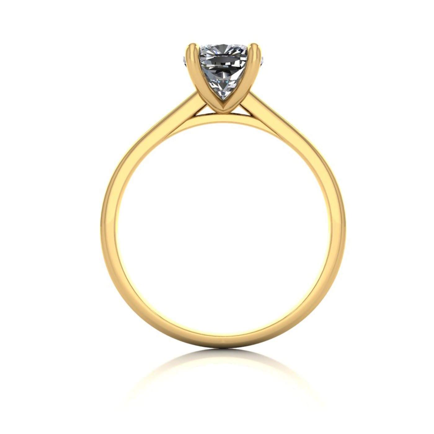 18k yellow gold 1.5ct 4 prongs solitaire cushion cut diamond engagement ring with whisper thin band