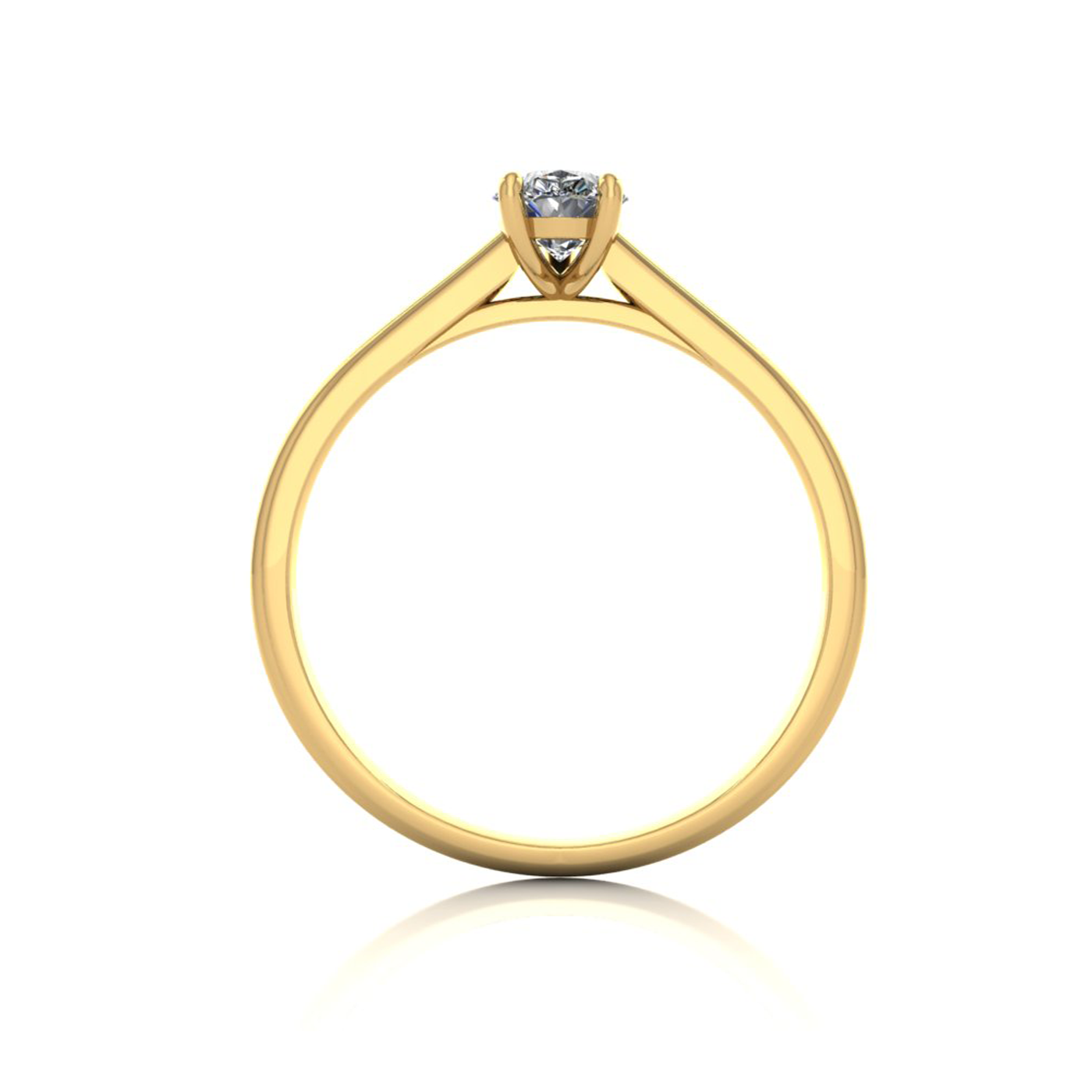 18k yellow gold  0,50 ct 3 prongs solitaire pear cut diamond engagement ring with whisper thin band