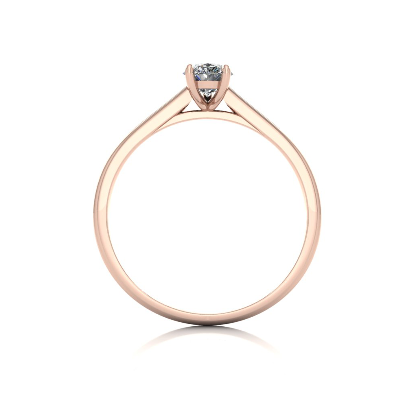 18k rose gold  0,50 ct 3 prongs solitaire pear cut diamond engagement ring with whisper thin band