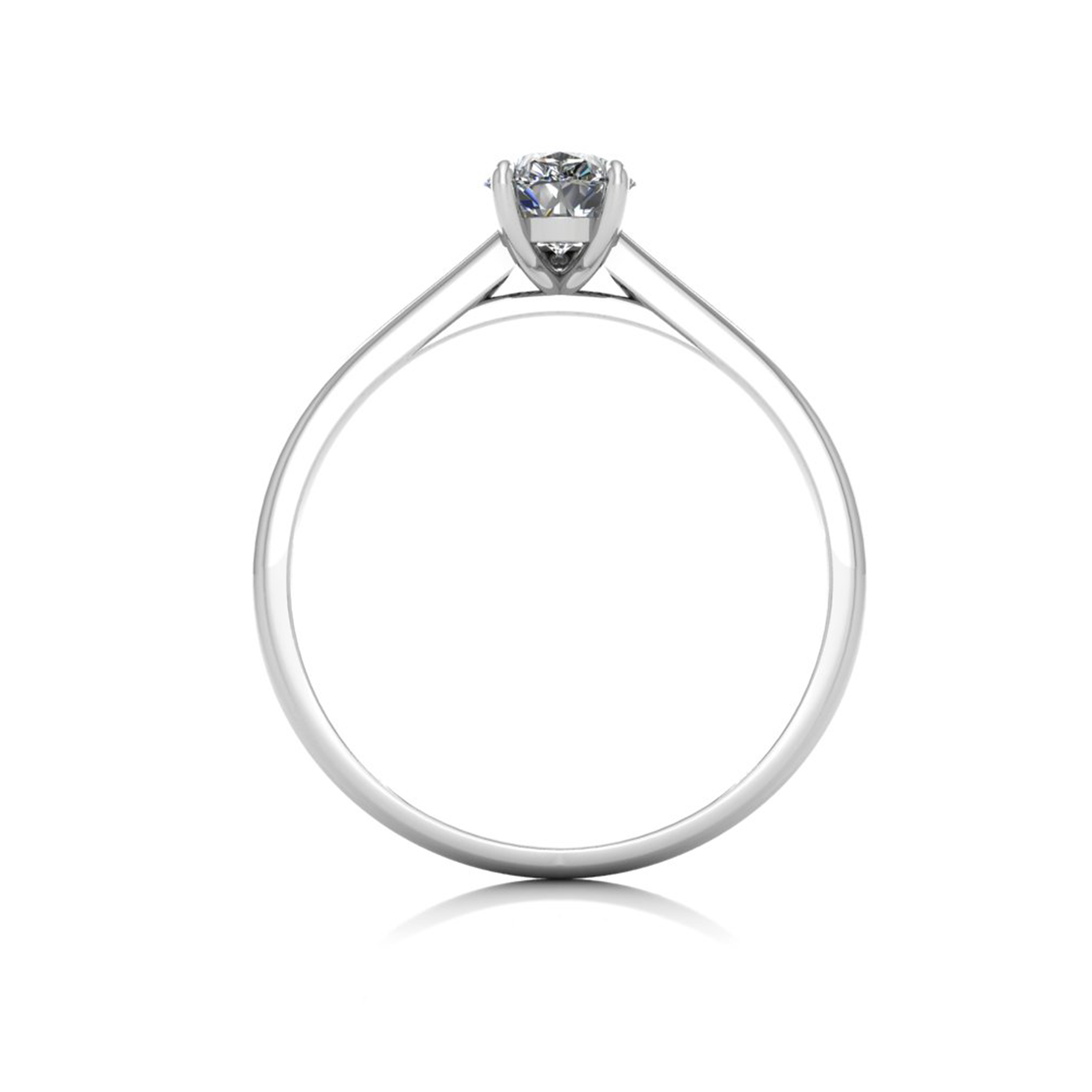 18k white gold  0,80 ct 3 prongs solitaire pear cut diamond engagement ring with whisper thin band