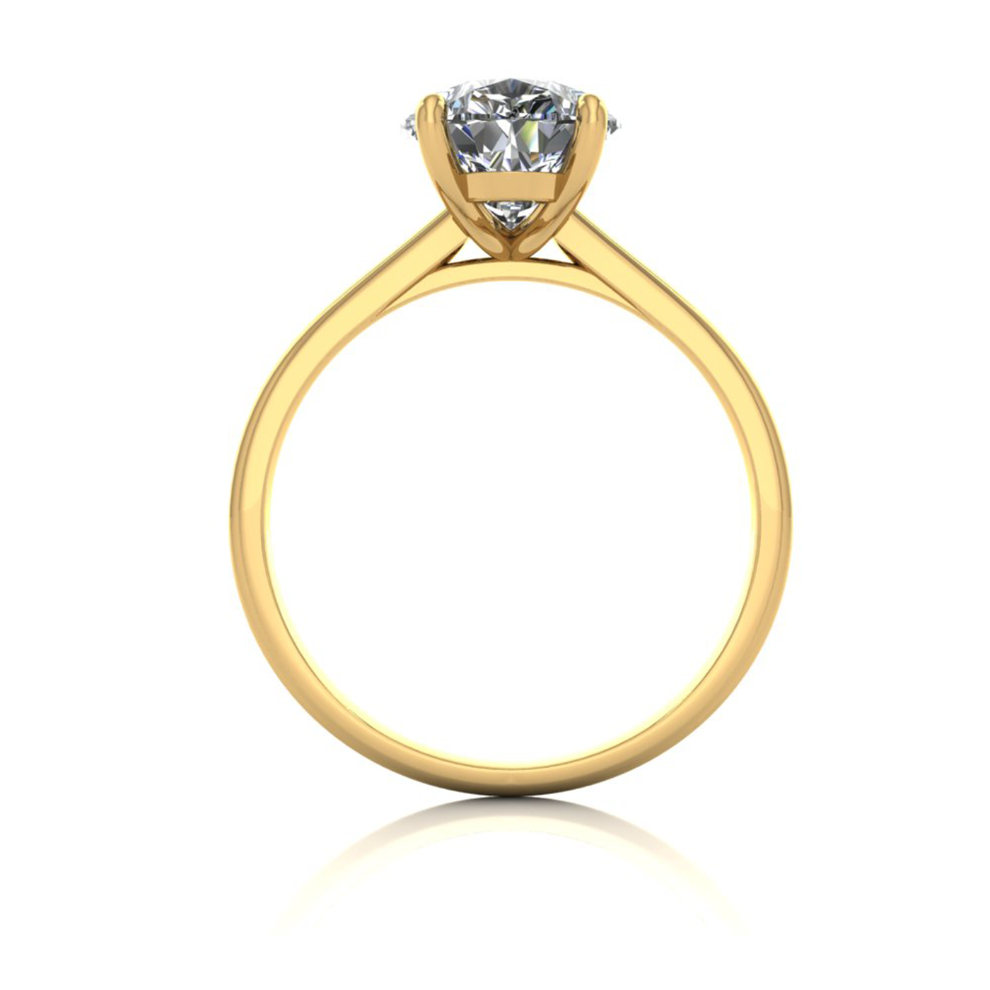 18k yellow gold  2,50 ct 3 prongs solitaire pear cut diamond engagement ring with whisper thin band