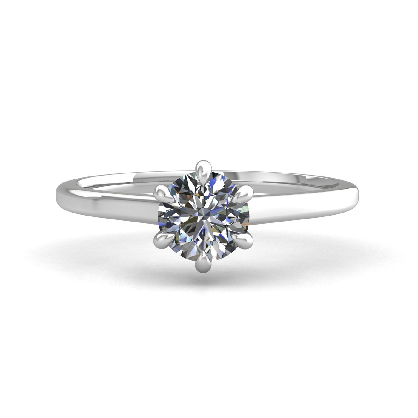 18k white gold 0,30 ct 6 prongs solitaire round cut diamond engagement ring with whisper thin band Photos & images