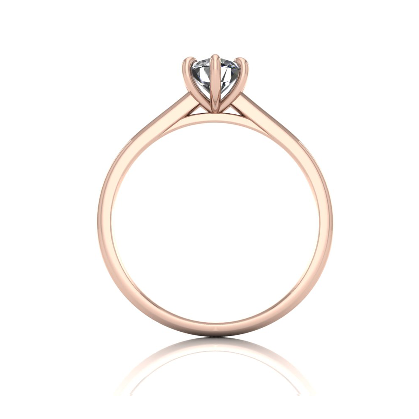 18k rose gold 0,50 ct 6 prongs solitaire round cut diamond engagement ring with whisper thin band