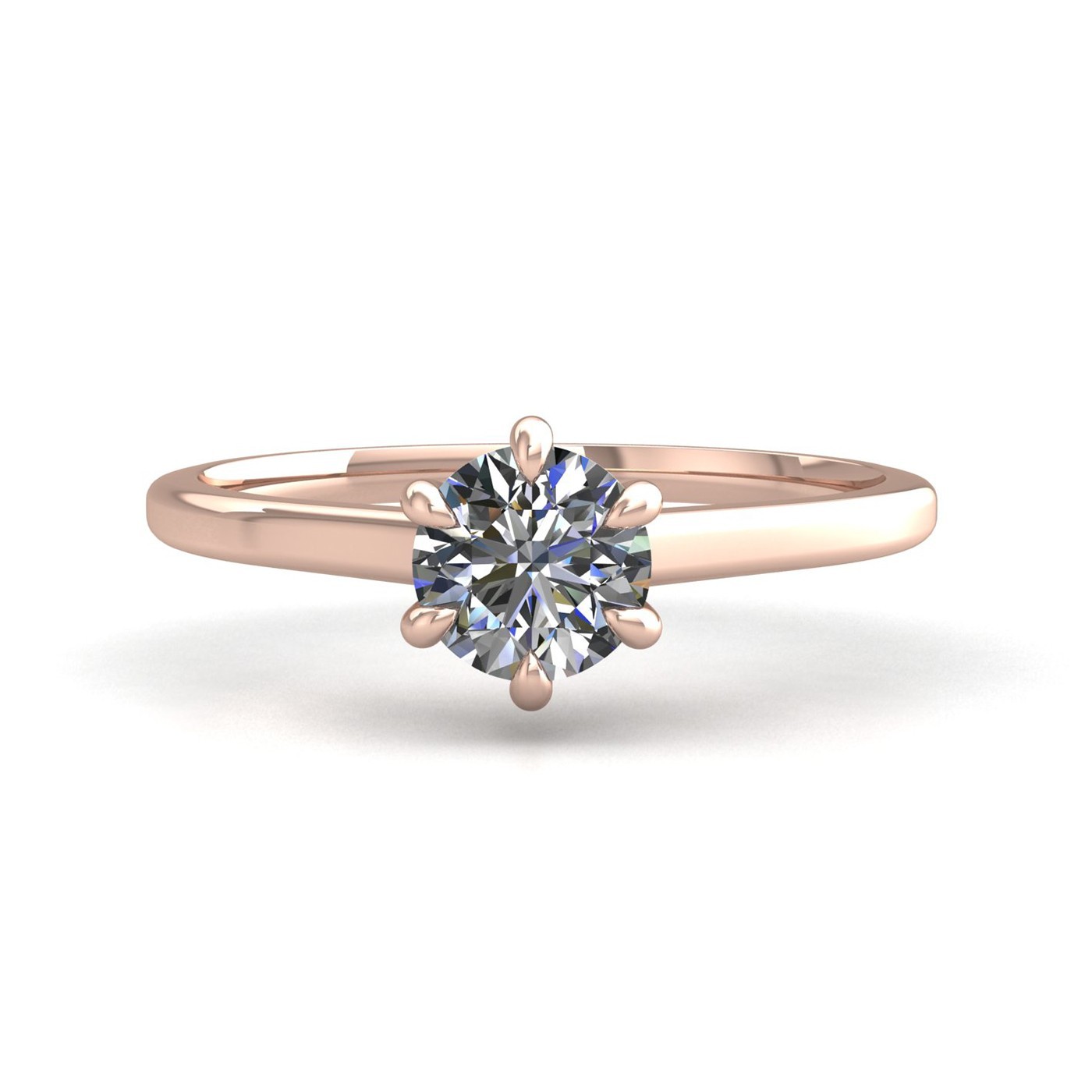 18k rose gold 2,00 ct 6 prongs solitaire round cut diamond engagement ring with whisper thin band Photos & images