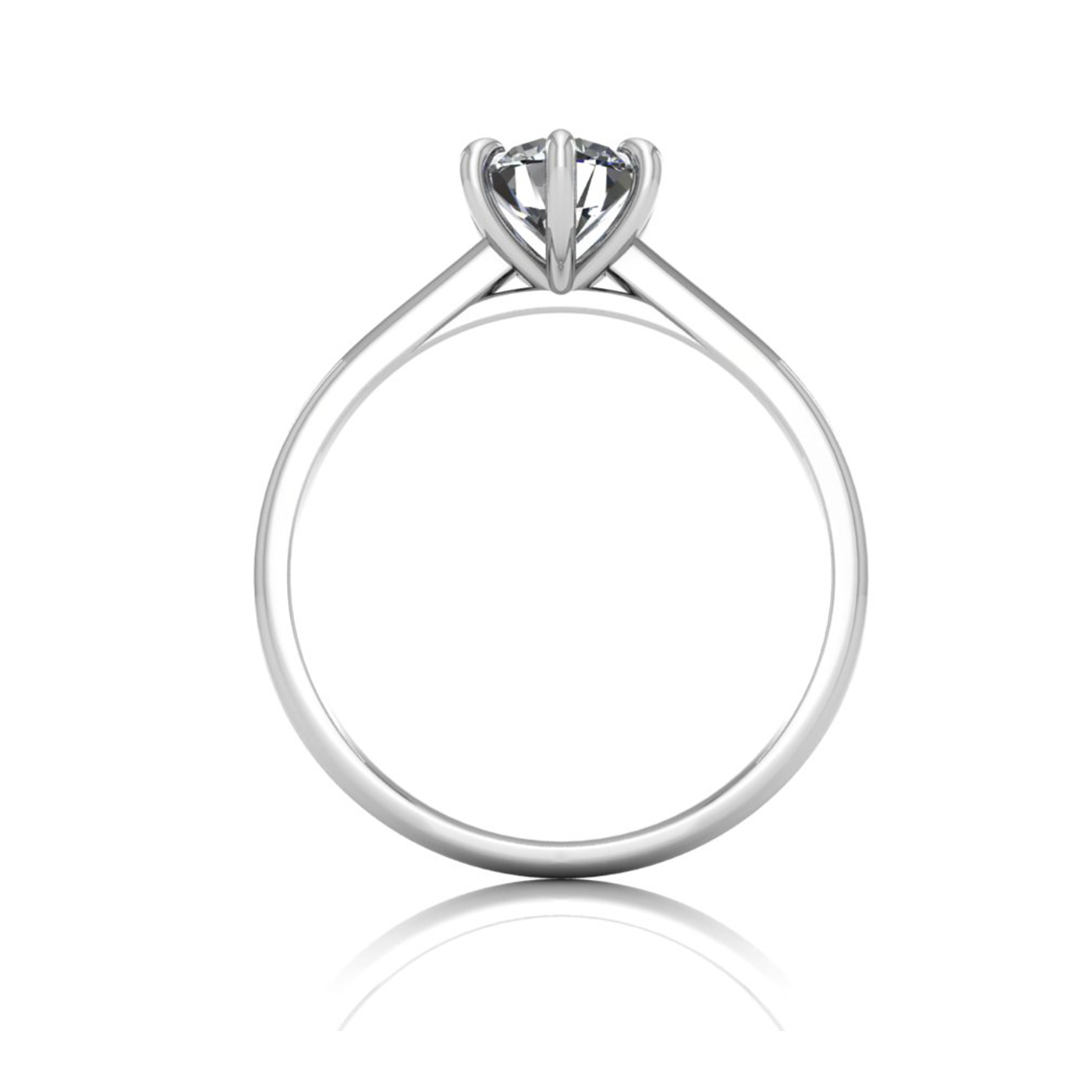 18k white gold 0,80 ct 6 prongs solitaire round cut diamond engagement ring with whisper thin band