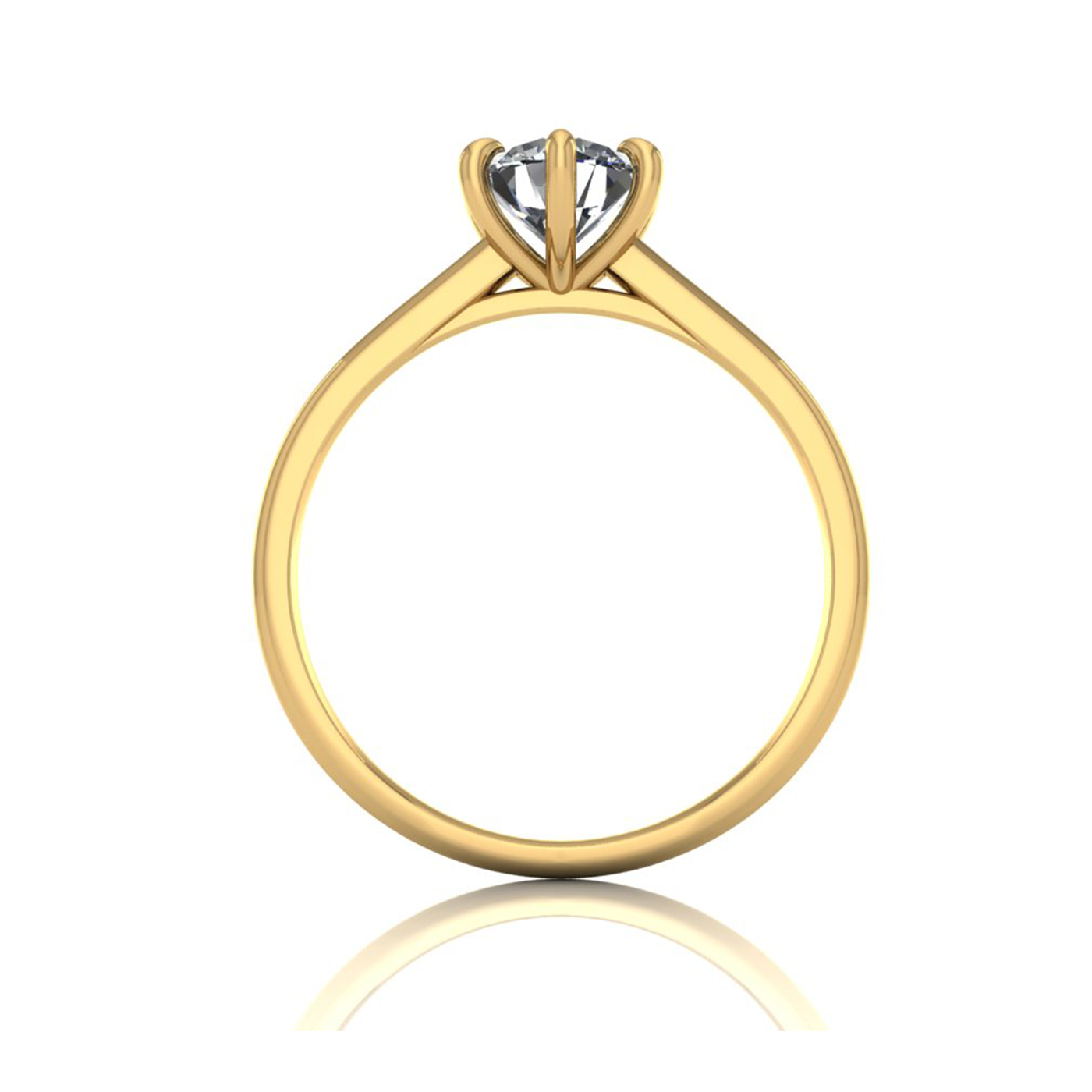 18k yellow gold 0,80 ct 6 prongs solitaire round cut diamond engagement ring with whisper thin band