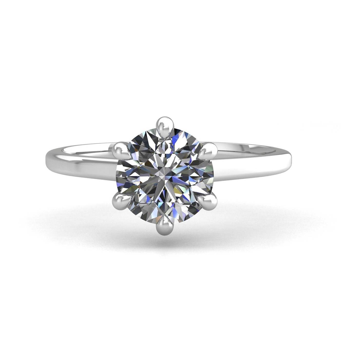 18k white gold 0,80 ct 6 prongs solitaire round cut diamond engagement ring with whisper thin band Photos & images