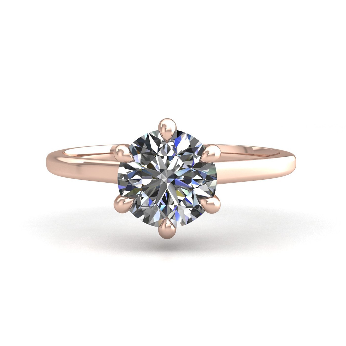 18k rose gold 2,50 ct 6 prongs solitaire round cut diamond engagement ring with whisper thin band Photos & images