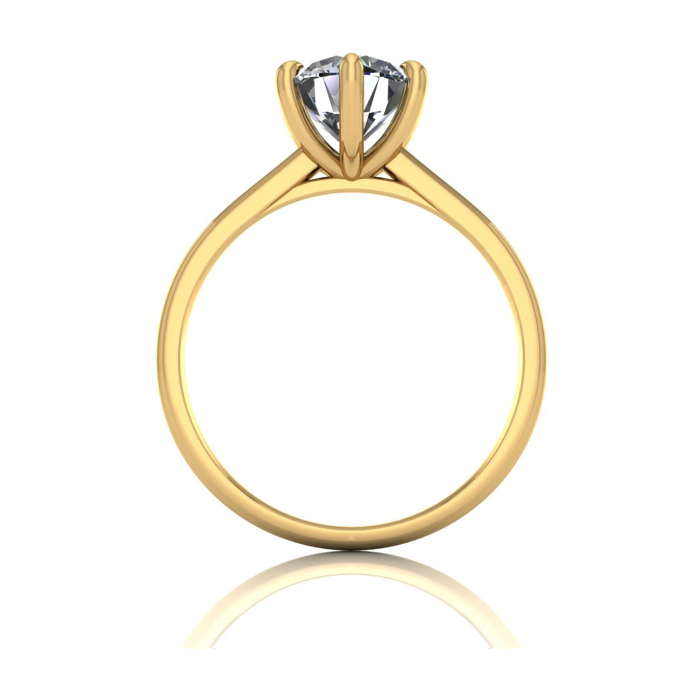 18k yellow gold 1,50 ct 6 prongs solitaire round cut diamond engagement ring with whisper thin band