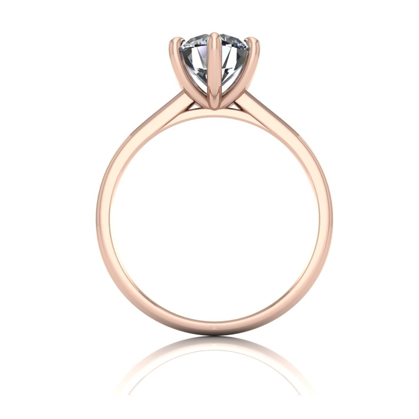 18k rose gold 1,50 ct 6 prongs solitaire round cut diamond engagement ring with whisper thin band