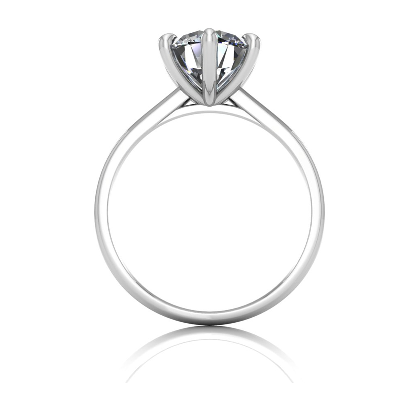 18k white gold  2,00 ct 6 prongs solitaire round cut diamond engagement ring with whisper thin band