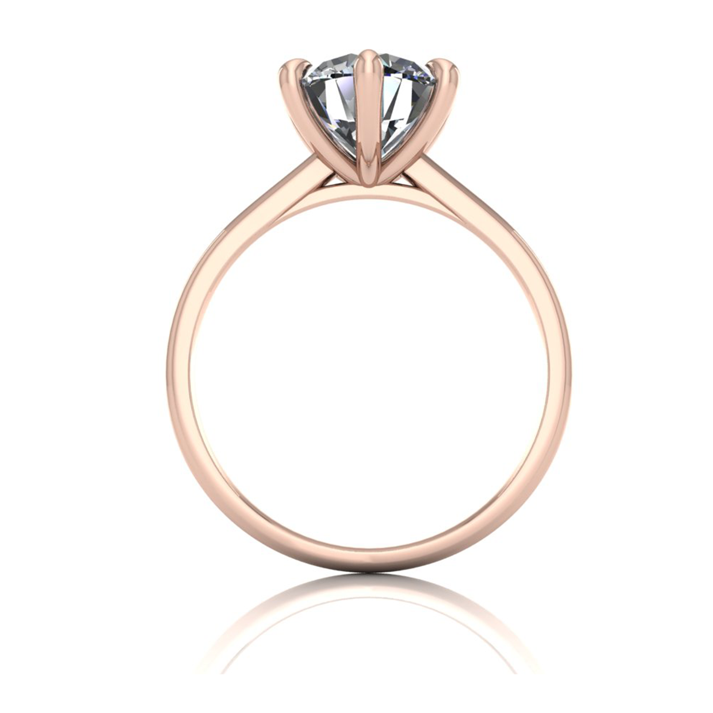18k rose gold 2,00 ct 6 prongs solitaire round cut diamond engagement ring with whisper thin band