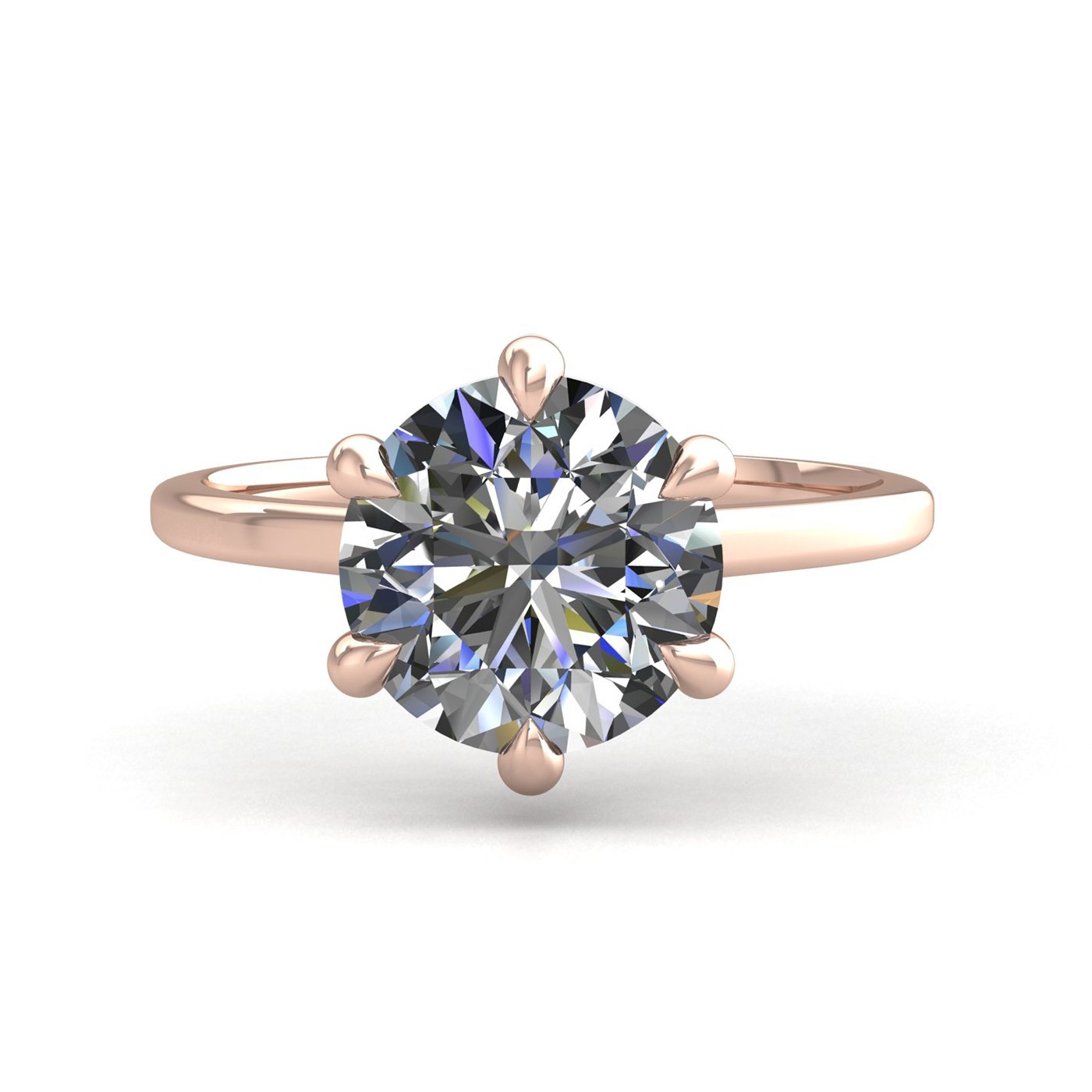 18k rose gold 0,30 ct 6 prongs solitaire round cut diamond engagement ring with whisper thin band Photos & images