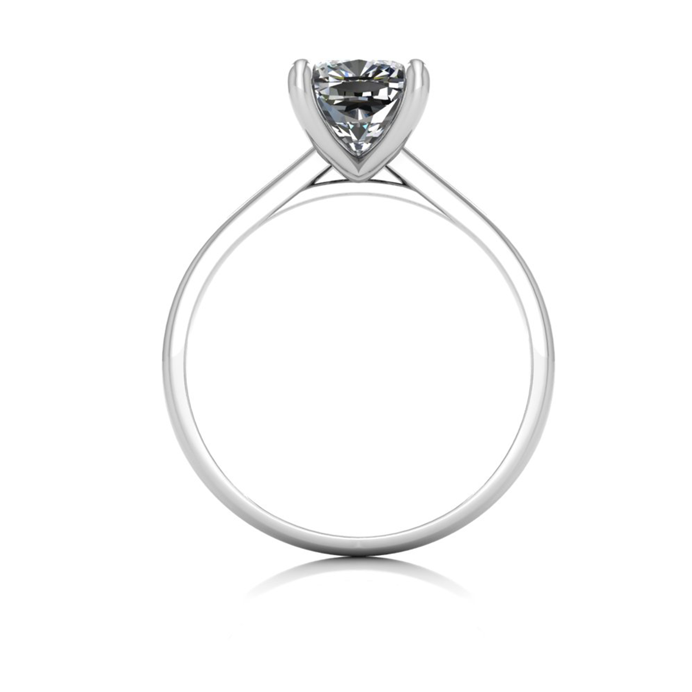 18k white gold 2.0ct 4 prongs solitaire cushion cut diamond engagement ring with whisper thin band