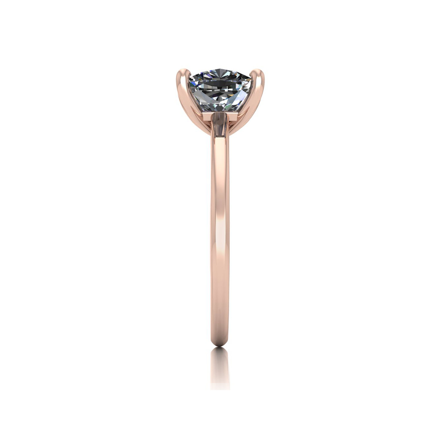 18k rose gold 2.0ct 4 prongs solitaire cushion cut diamond engagement ring with whisper thin band