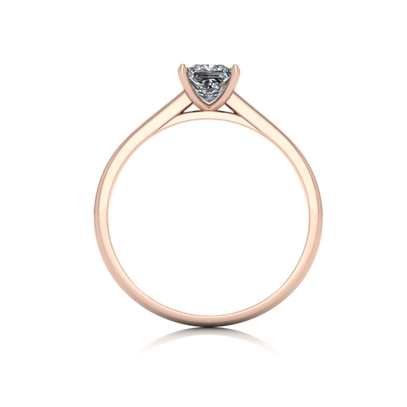 18k rose gold  0,50 ct 4 prongs solitaire princess cut diamond engagement ring with whisper thin band