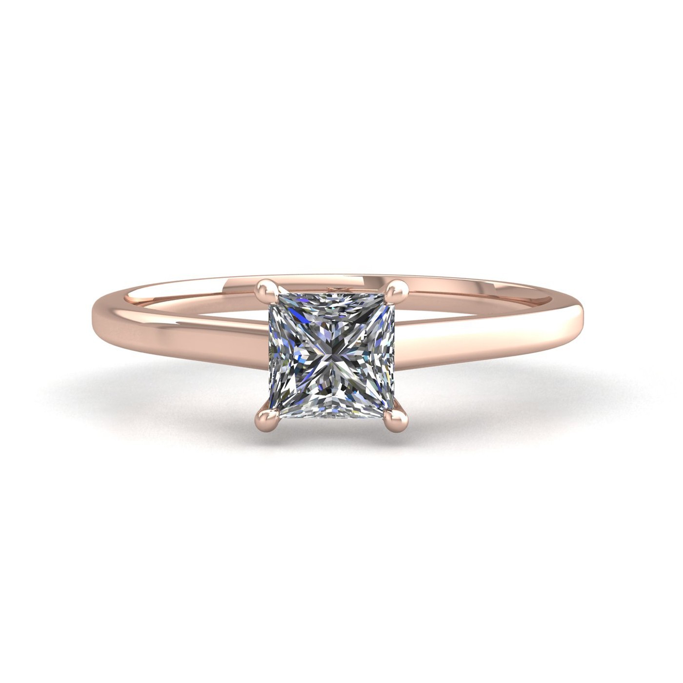 18k rose gold  0,30 ct 4 prongs solitaire princess cut diamond engagement ring with whisper thin band Photos & images