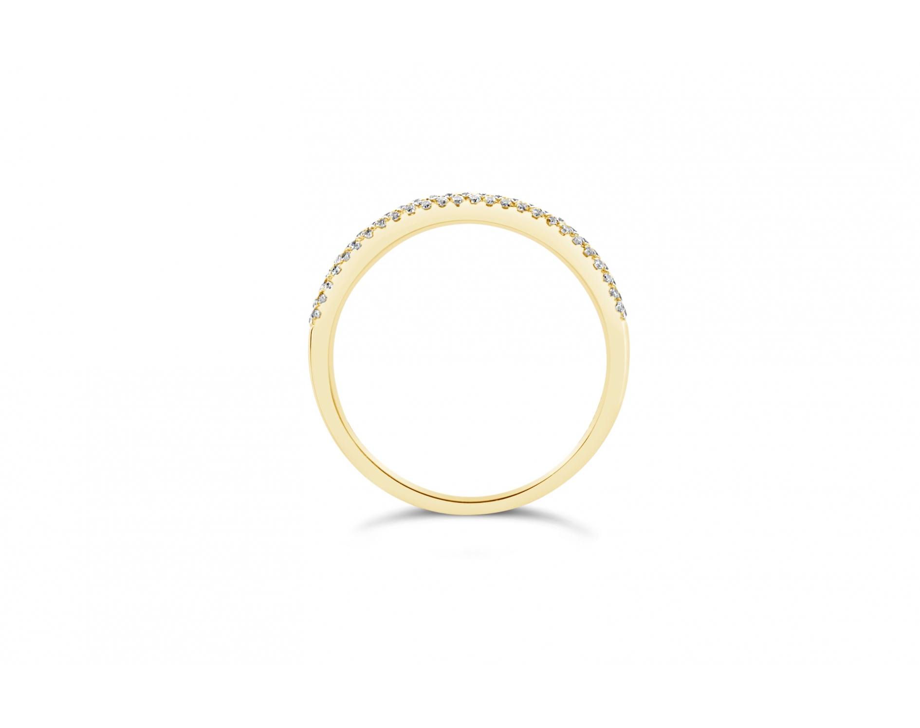 18k yellow gold 3-row bombay half eternity round shaped diamond wedding ring Photos & images
