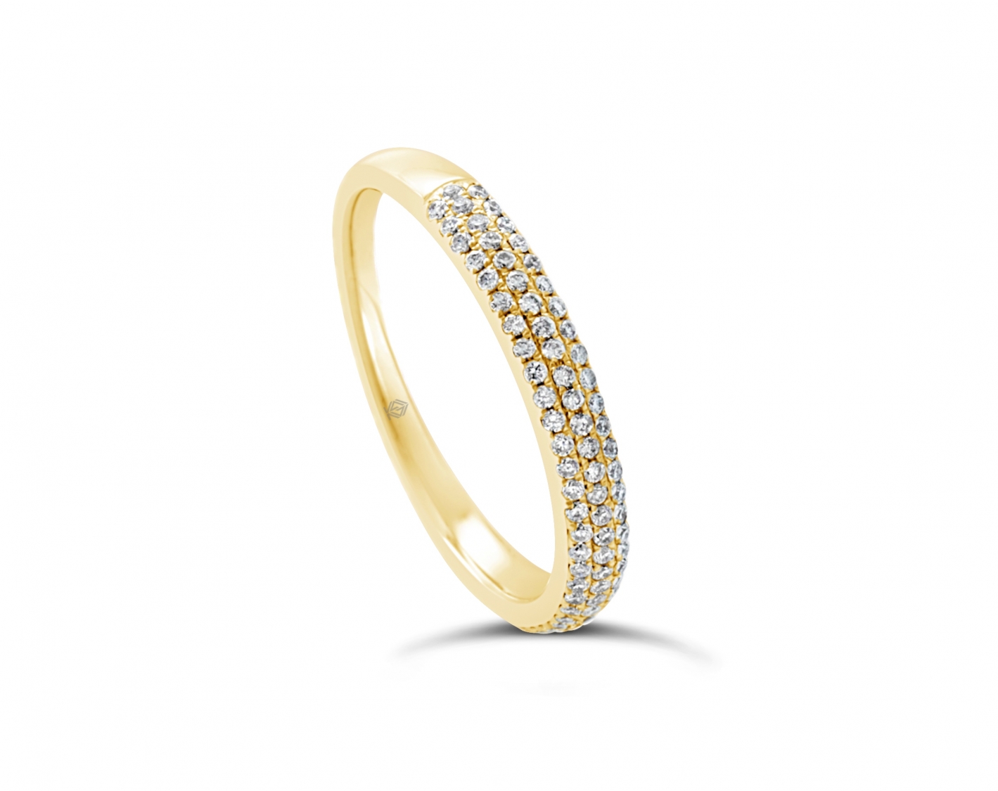 18k rose gold 3-row bombay half eternity round shaped diamond wedding ring Photos & images