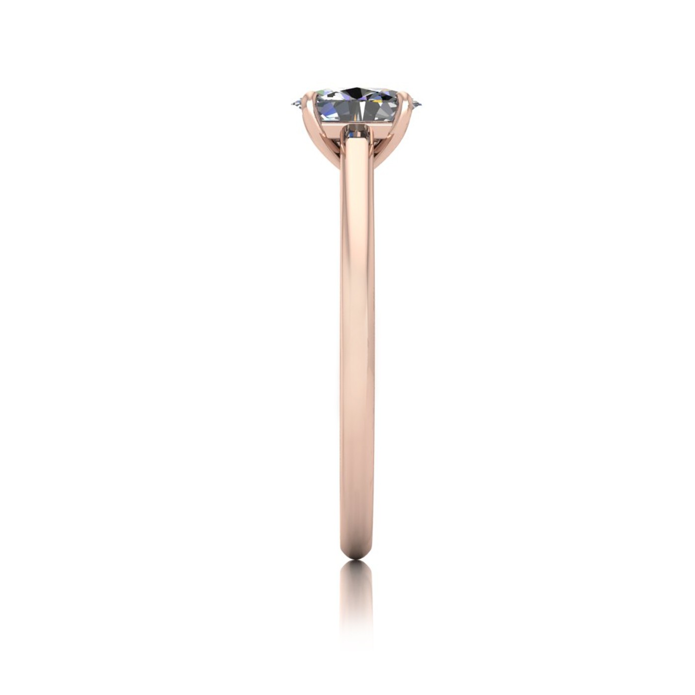 18k rose gold  0,50 ct 4 prongs solitaire oval cut diamond engagement ring with whisper thin band