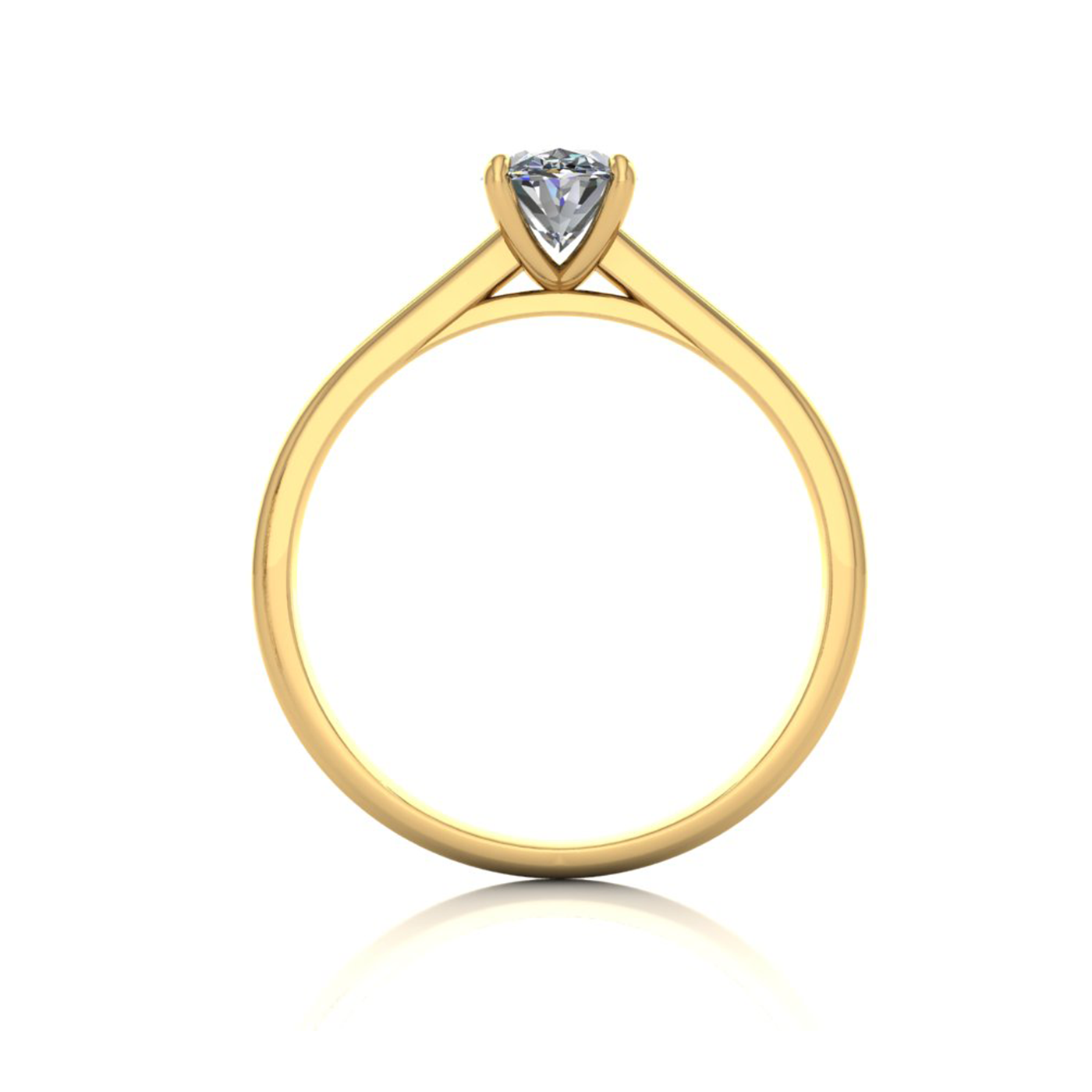 18k yellow gold  0,80 ct 4 prongs solitaire oval cut diamond engagement ring with whisper thin band