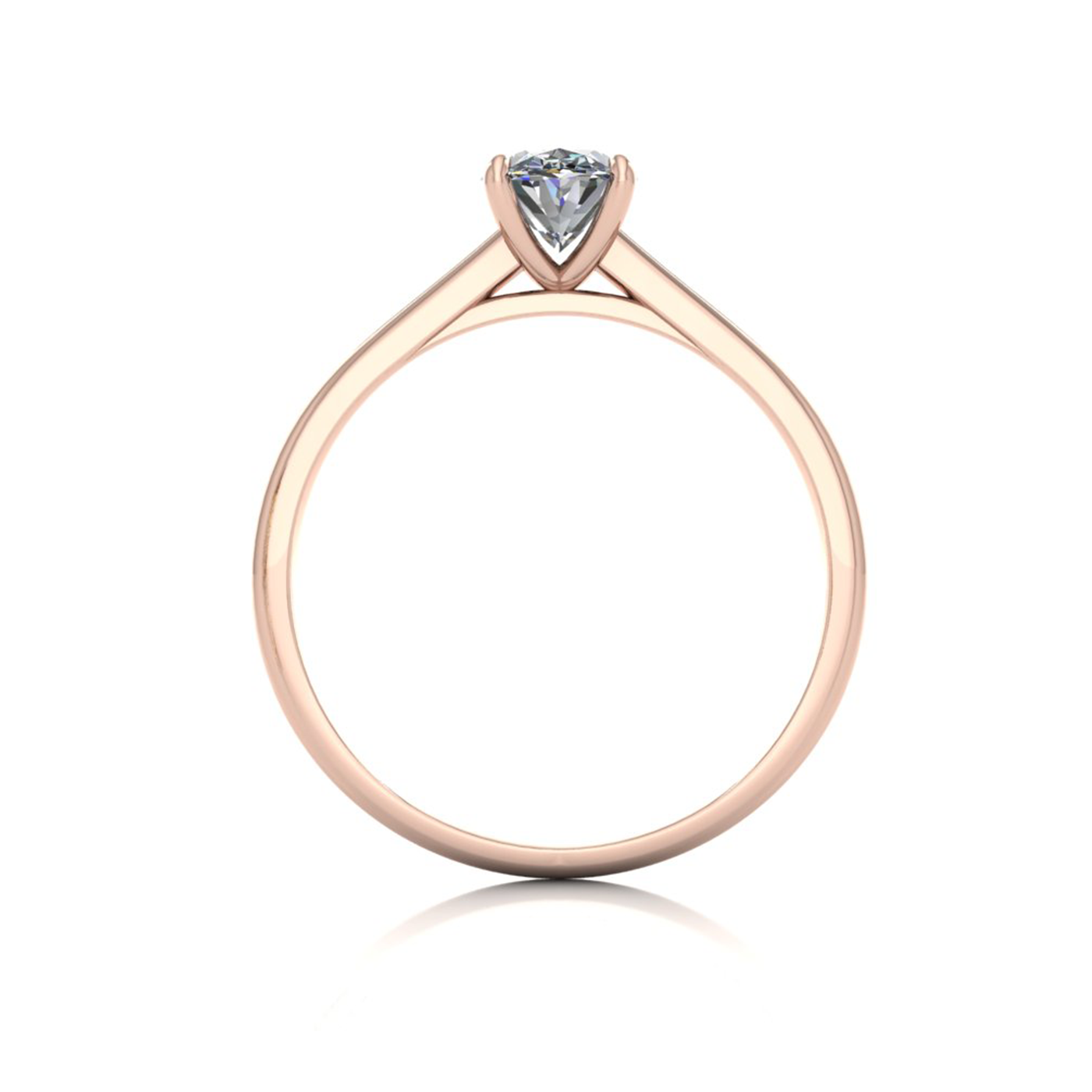 18k rose gold  0,80 ct 4 prongs solitaire oval cut diamond engagement ring with whisper thin band