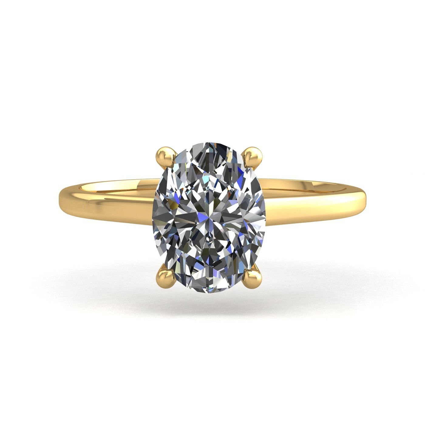 18k yellow gold  1,20 ct 4 prongs solitaire oval cut diamond engagement ring with whisper thin band